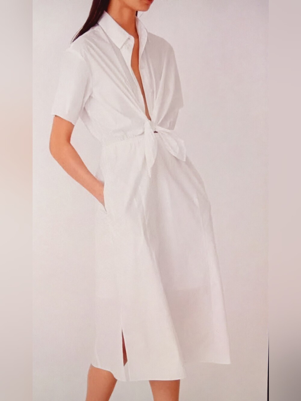 Thakoon Shirt Dress Size 2 White Poplin Tie-Front